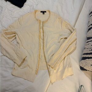 Lands' End Soft Cream Cardigan Sweater